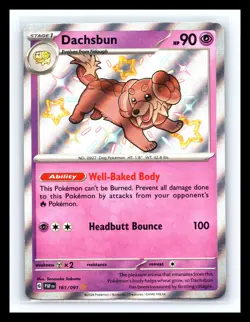 💥 Dachsbun - # 161/091 Pokemon TCG SV: Paldean Fates Baby Shiny Rare Holo 2024 - Image 1