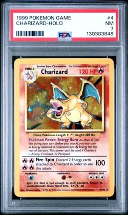 1999 Pokemon Base Set Charizard #4 Holo PSA 7 - Image 1