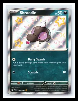 💥 Shroodle - # 189/091 Pokemon TCG SV: Paldean Fates Baby Shiny Rare Holo 2024 - Image 1