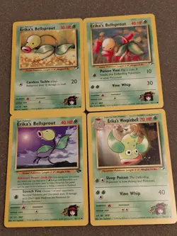 Pokemon - Lot Of 4 - Erikas Bellsprout, Weepinbell - Gym Challenge, Gym Heroes - Image 1