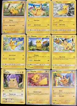 Pokemon TCG Pikachu Collection From 9 Different Art/Set English Cards NM - Image 1