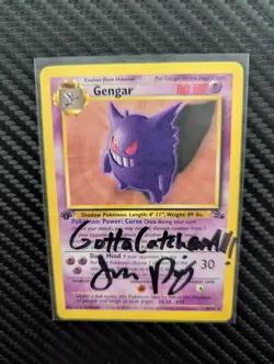 AUTO Gengar 20/62 Fossil 1ST EDITION Pokemon Card SIGNED by Jason Paige (Singer) - Image 1