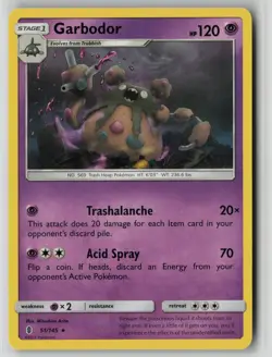 Garbodor 51/145 Pokemon Guardians Rising Rare Lightly Played Card (LP) - Image 1