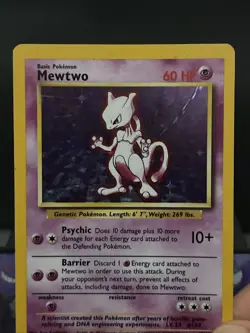 Pokemon Card Mewtwo 10/102 Holo Rare Base Set WOTC Light Play - Image 2