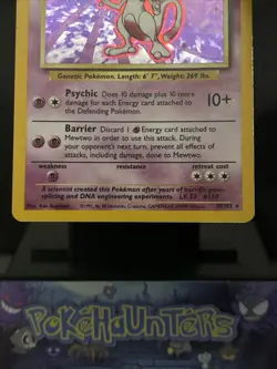 Pokemon Card Mewtwo 10/102 Holo Rare Base Set WOTC Light Play - Image 3