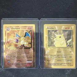 Charizard and Pikachu Gold Metal Card Ultra Premium Collection Box Promo Card - Image 1