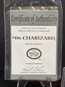 1999 Burger King Pokemon Charizard #06 23K Gold Plated Card w/ COA Sealed Rare - Image 4