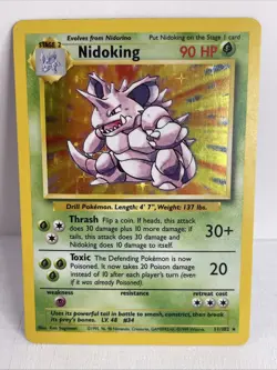 Pokemon TCG Nidoking Base Set Holo Unlimited Rare Card 11/102 LP Condition - Image 1