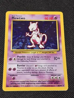 Pokemon TCG Base Set MEWTWO 10/102 Unlimited Holo Rare Card Vintage WOTC 1999 - Image 2