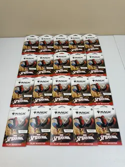 LOT OF 20: MTG: Magic The Gathering Marvel Spider-Man Play Sleeved Booster Pack - Image 1