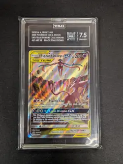 Pokemon Espeon & Deoxys GX Tag Team Black Star 2020 Promo SM240 TAG 7.5 - Image 1