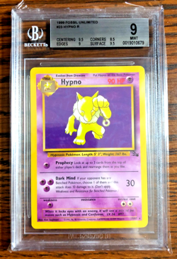 Hypno Non-Holo Rare #23 - BGS MINT 9 - 1999 WOTC Fossil Unlimited - Pokemon TCG - Image 1