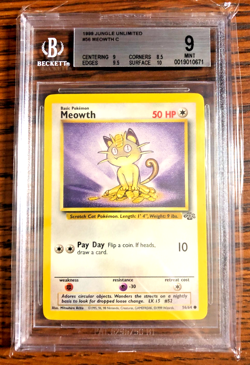 Meowth Common #56 - BGS MINT 9 - 1999 WOTC Jungle Unlimited - Pokemon TCG - Image 1
