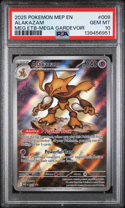 2025 Pokemon Mep En-Me Black Star Promo #009 Alakazam PSA 10 - Image 1