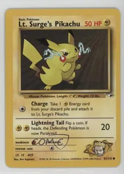 Lt Surge's Pikachu Pokemon Gym Heroes #81 2000 - Image 1
