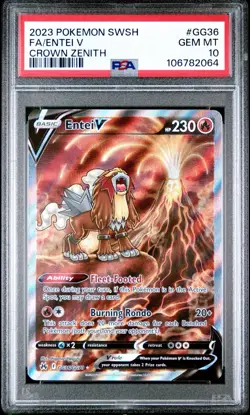 2023 POKEMON SWORD & SHIELD CROWN ZENITH #GG36 FULL ART/ENTEI V PSA 10 - Image 1