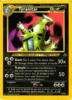 Pokemon TCG Tyranitar Neo Discovery 31/75 Regular Unlimited Rare HP - Image 1