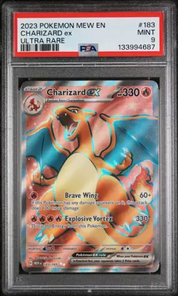 POKEMON 2023 Mew En 151 Ultra Rare Full Art CHARIZARD EX #183 PSA 9 Mint RARE - Image 1