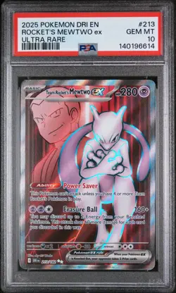 2025 Pokemon Dri En-Destined Rivals #213 Rocket'S Mewtwo Ex Ultra Rare PSA 10 - Image 1