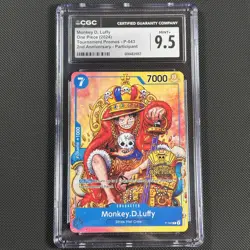 CGC 9.5 Monkey D. Luffy P-043 2nd Anniversary Tournament Promo One Piece English - Image 1