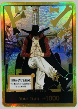 Dracule Mihawk OP14 Gold Don!! Azure Sea's Seven One Piece Card English - Image 1