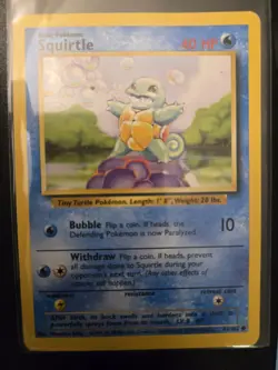 Pokemon Squirtle TCG Base Set Unlimited Common Card 63/102 LP Condition - Image 1