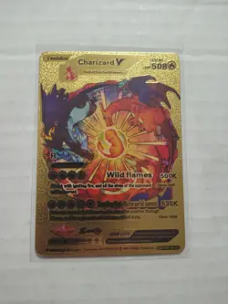 Pokemon Charizard V Gold Foil Fan Art Collector Card - 508 HP - Image 1