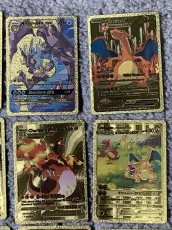 Set of 29 Charizard,Snorlax&More Rare Gold Accent Foil Fan Art Cards - Image 4