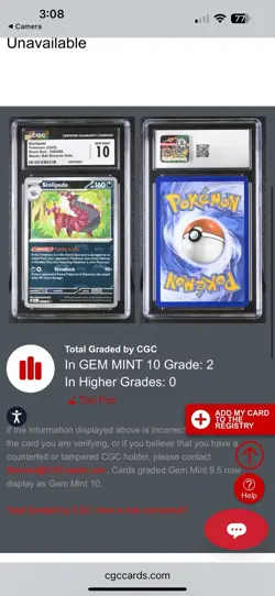 Pokemon Card Black Bolt Scolipede Master Ball #086 CGC Grade 10 Not Psa Pop 2 - Image 3