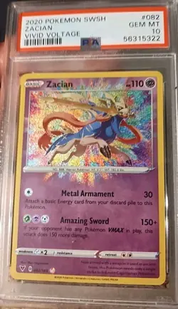 2020 Pokemon SWSH Vivid Voltage Zacian Card #082/185 PSA 10 - Image 3