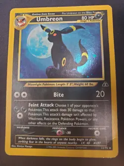 Pokemon TCG Umbreon Neo Discovery Holo Rare Card 13/75 MP/HP SWIRL - Image 1