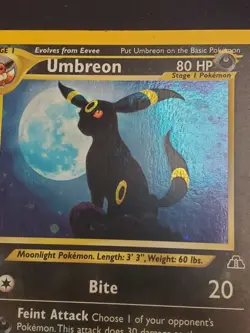 Pokemon TCG Umbreon Neo Discovery Holo Rare Card 13/75 MP/HP SWIRL - Image 2