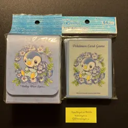 Pokemon Center Japan Piplup Baby Blue Eyes Card Sleeves + Deck Box ~ US SELLER - Image 1