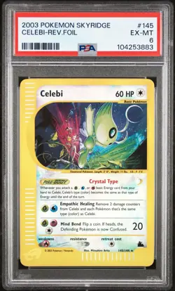 2003 Pokemon Crystal Celebi Skyridge Reverse Holo Foil #145 PSA 6 EX-MT - Image 1