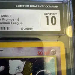 Pokemon Black Star Promo Pokemon League Holo Mew #9 CGC Gem Mint 10 2000 - Image 3