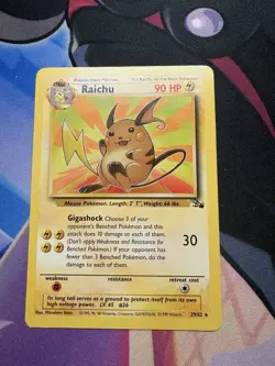 Pokemon TCG Raichu Fossil Card 29/62 Regular Rare LP MP - Image 1