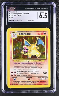 CGC 6.5 Spanish Charizard 1999 Base Set 4/102 Holo Pokemon Card - Image 1