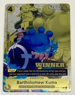 One Piece Bartholomew Kuma OP09-108 WINNER TOURNAMENT PACK CARD Vol. 4 English - Image 1
