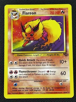 Flareon 19/64 Jungle Set Non-Holo Rare Pokemon Card WOTC NM - Image 1