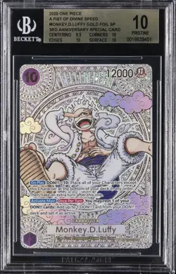 ONE PIECE A FIST OF DIVINE SPEED 3RD ANV SPECIAL CARD MONKEY D. LUFFY BGS 10 - Image 1