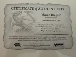 MTG Shivan Dragon Lithograph by Donato Giancola - Limited Edition #2/1000 COA - Image 2