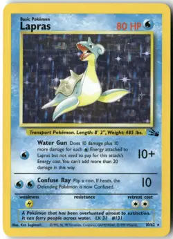 Lapras (10), Pokemon Fossil Holo Rare, 10/62 LP - Image 1