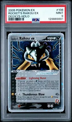 2005 POKEMON EX DEOXYS #108 ROCKET'S RAIKOU EX-HOLO PSA 9 - Image 1