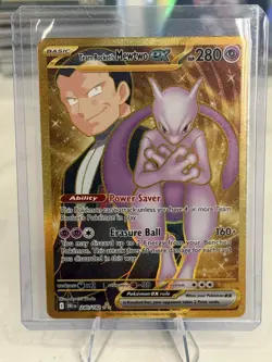 Pokemon Team Rockets Mewtwo EX Gold Full Art Holo Card 240/182 Destined Rivals - Image 1
