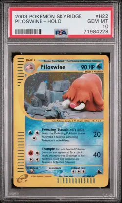 2003 POKEMON SKYRIDGE #H22 PILOSWINE-HOLO PSA 10 SWIRL 🌀 - Image 1