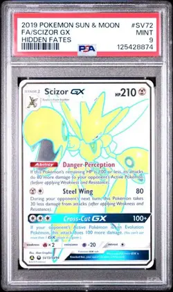 PSA 9 Scizor GX SV72/SV94 Hidden Fates Shiny Vault Pokemon 2019 - Image 1