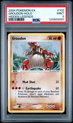 2004 Pokemon EX Groudon Holo Hidden Legends Secret Rare PSA 9 - Image 1