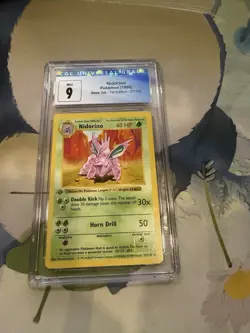 CGC 9 Nidorino 1st Edition Shadowless Base Set 37/102 Pokemon 1999 - Image 1