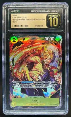 2024 One Piece Sanji Bandai Games Fest 23-24 Rare #OP03-102 CGC 10 Gold Label - Image 1