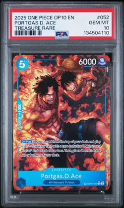 2025 One Piece Portgas D. Ace - OP10-052 Treasure Rare - PSA 10 GEM MINT - Image 1